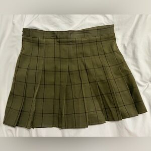 Olive Green Plaid Women's Tennis Skirt